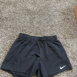Nike Women's Black Athletic Shorts with White Logo